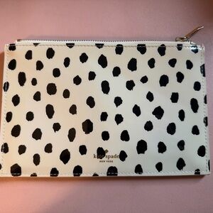 Kate Spade Black & White Polka Dot Flat Zip Pouch Bag